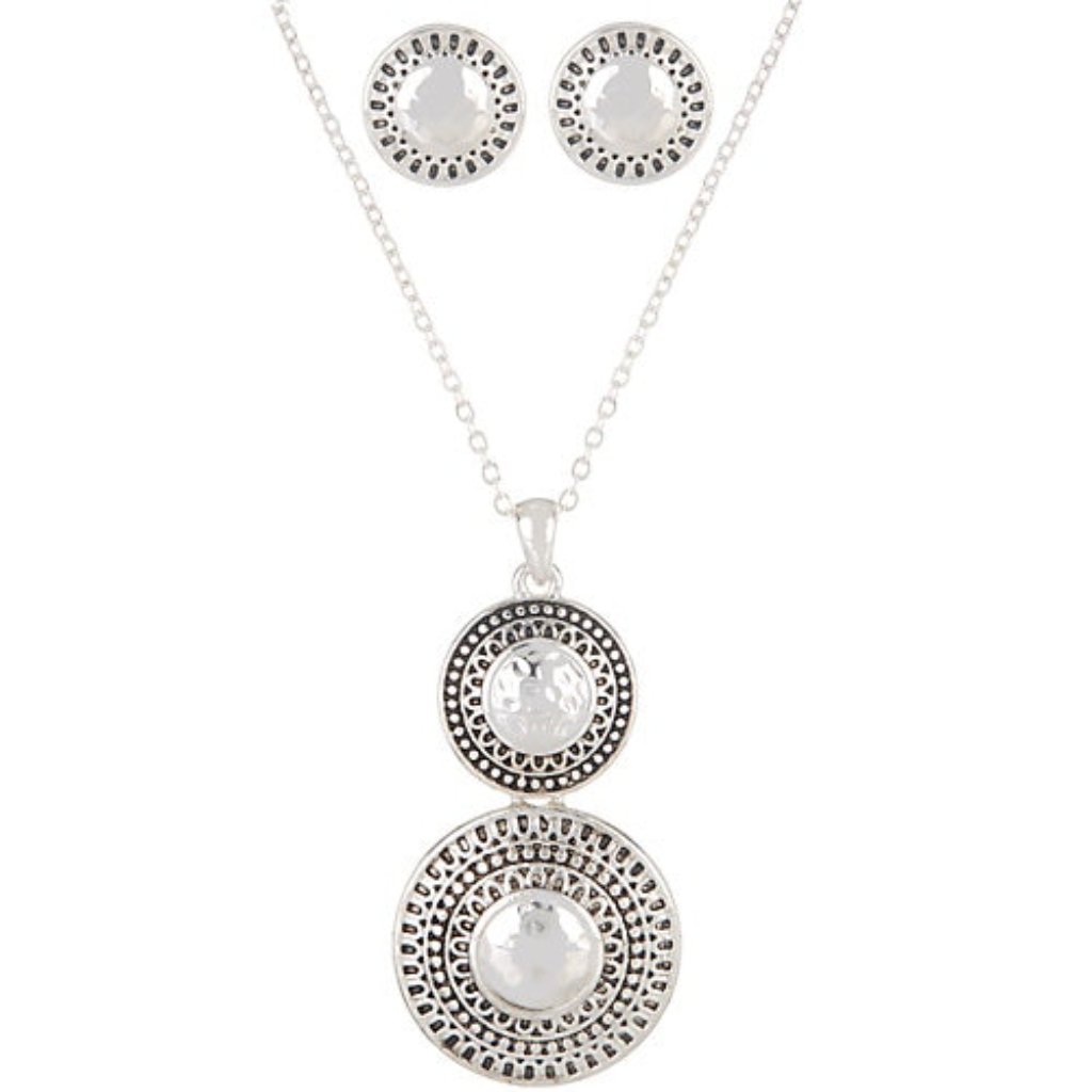 New Beautiful Bay Studio 2-Pc Silvertone Double Drop Necklace Earring Set 19$